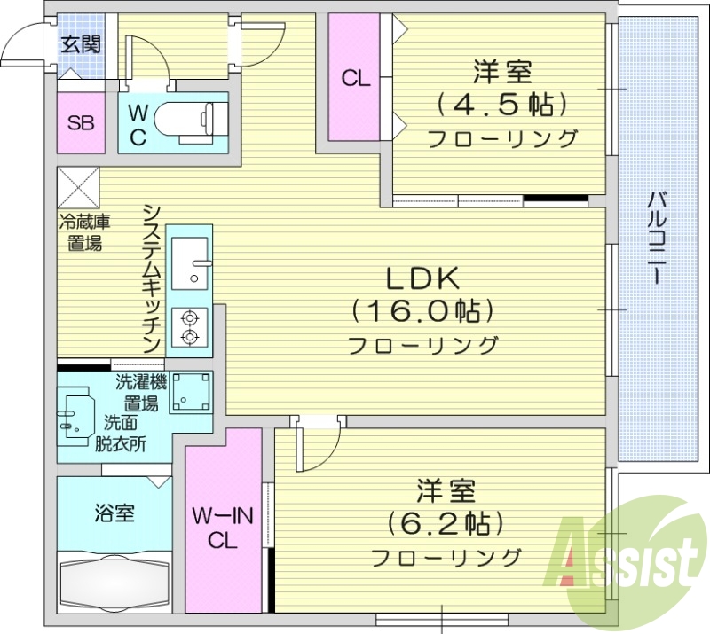 2LDK、エアコン、都市ガス、エレベーター