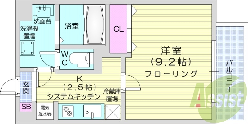 1K、オール電化、オートロック、TVモニターホン