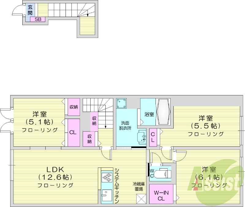 3LDK、浴室乾燥機、追い焚き、エアコン