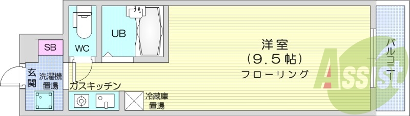 1R、都市ガス、灯油暖房、オートロック、シャワートイレ