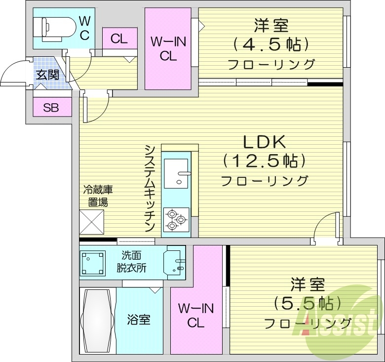 2LDK、エアコン、都市ガス、ペット飼育可能