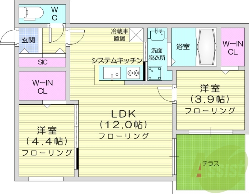 2ＬＤＫ、エアコン、ネット無料、ペット可