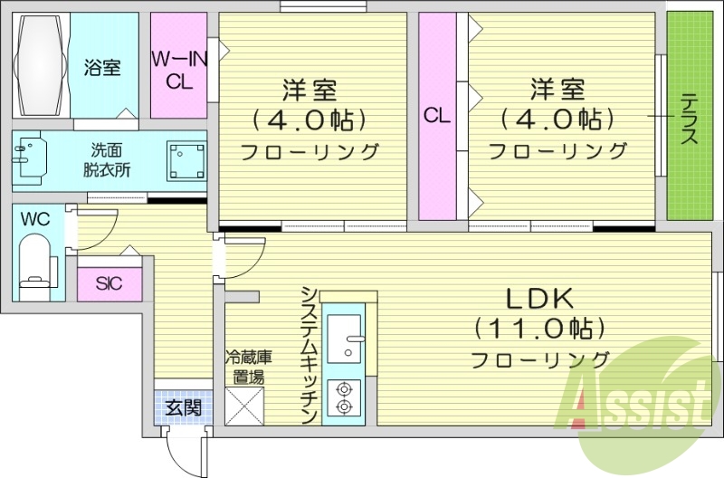 2ＬＤＫ、エアコン、ネット無料、ペット可