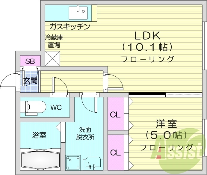1LDK、エアコン、エレベーター、オートロック
