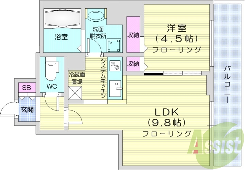 1LDK、クローゼット、シューズボックス