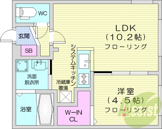1LDK、システムキッチン、エアコン、追い焚き、ネット無料