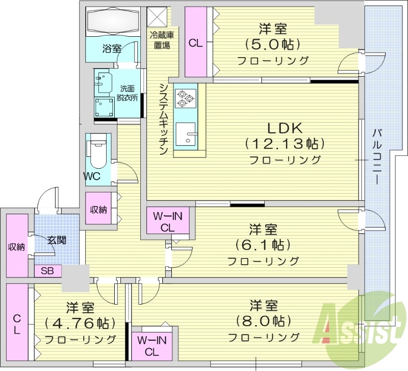 4LDK、都市ガス、追い焚き、エアコン、オートロック