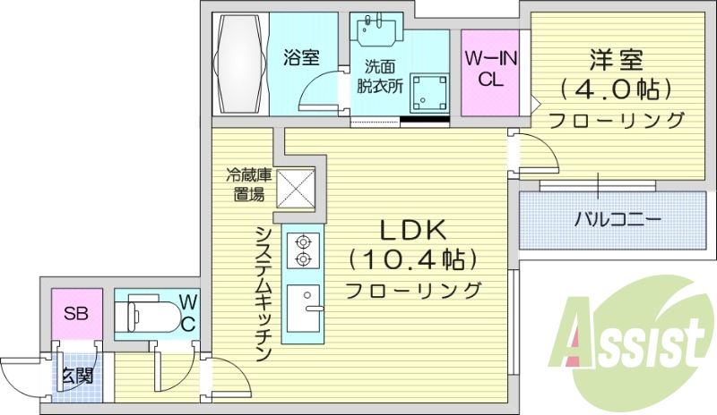 1LDK、エアコン、都市ガス、ネット無料