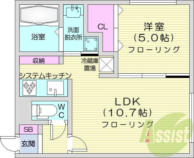 1LDK、エアコン、都市ガス、ペット可、ネット無料