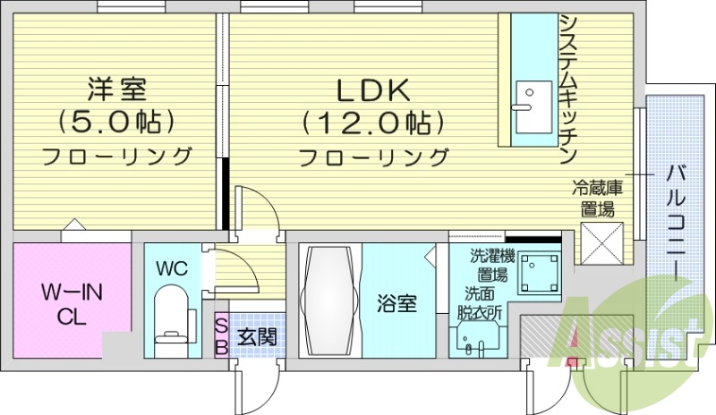 1LDK、システムキッチン、ネット無料、オートロック
