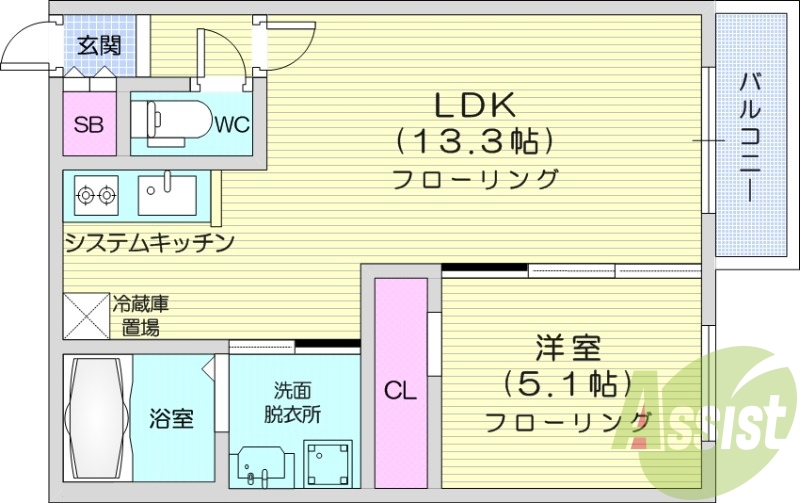 1LDK、エアコン、都市ガス、オートロック、追い焚き