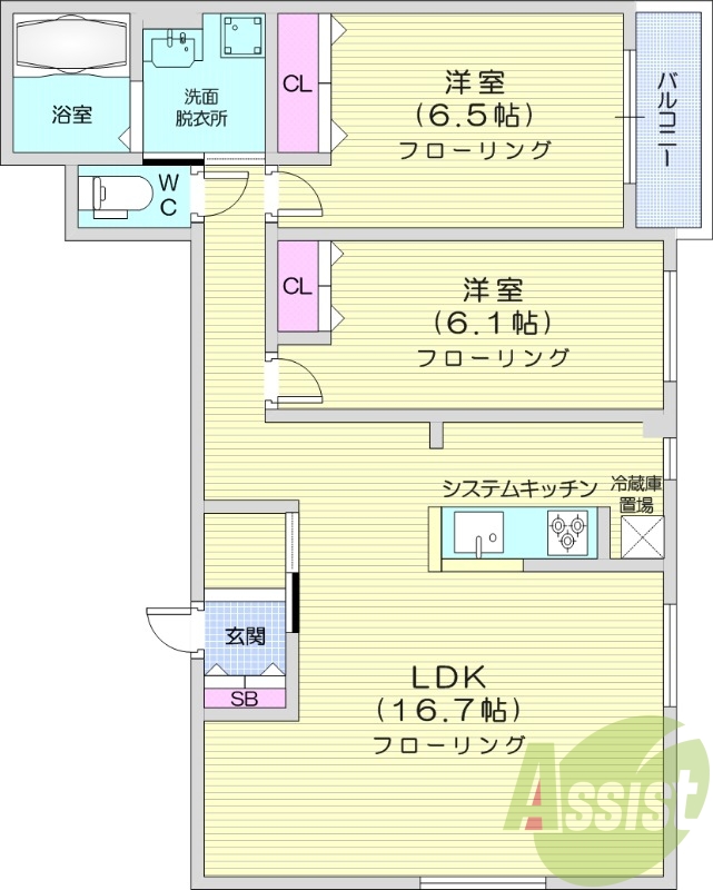 2LDK、エアコン、都市ガス、ペット可、ネット無料
