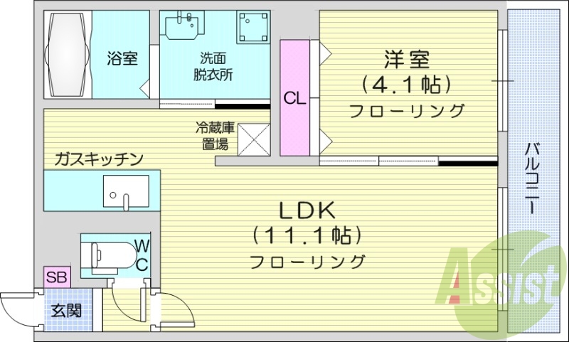 1LDK、エアコン、独立洗面台、エレベーター