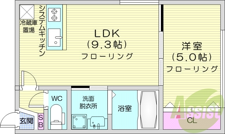 1LDK、エアコン、灯油暖房、ネット無料