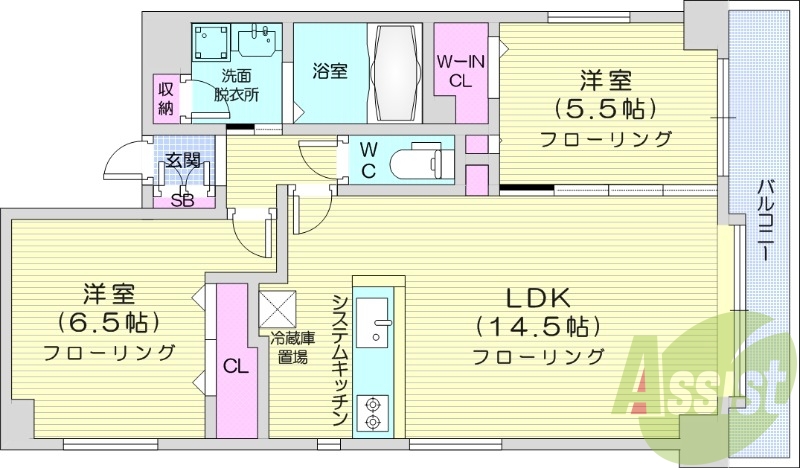 2LDK、追い焚き、オートロック、宅配ボックス