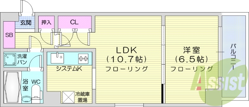 1LDK、都市ガス、分譲、オートロック
