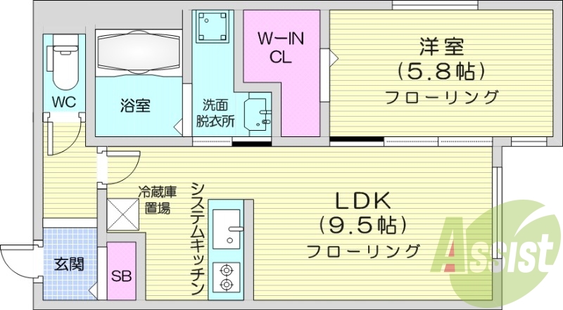 1LDK、エアコン、都市ガス、追い焚き