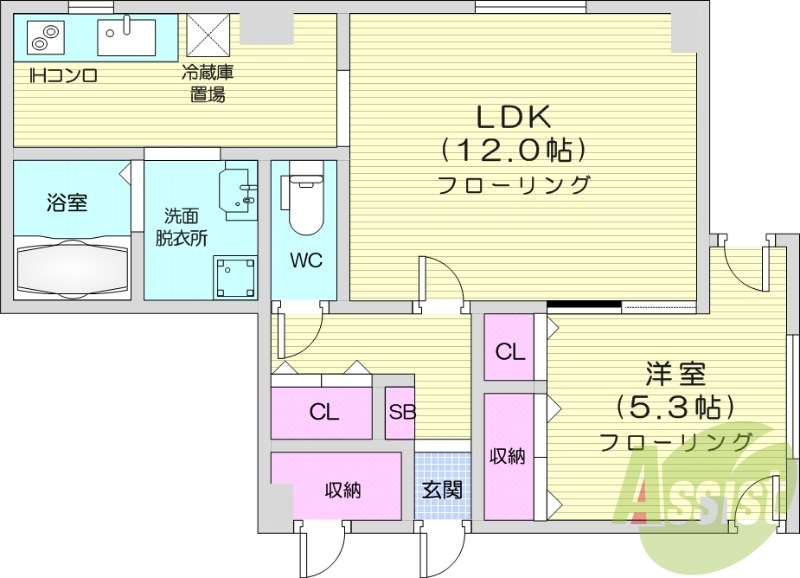 1LDK、ネット無料、独立洗面台、トランクルーム