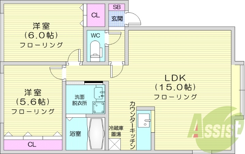 2LDK、灯油ボイラー、トランクルーム、一坪バス