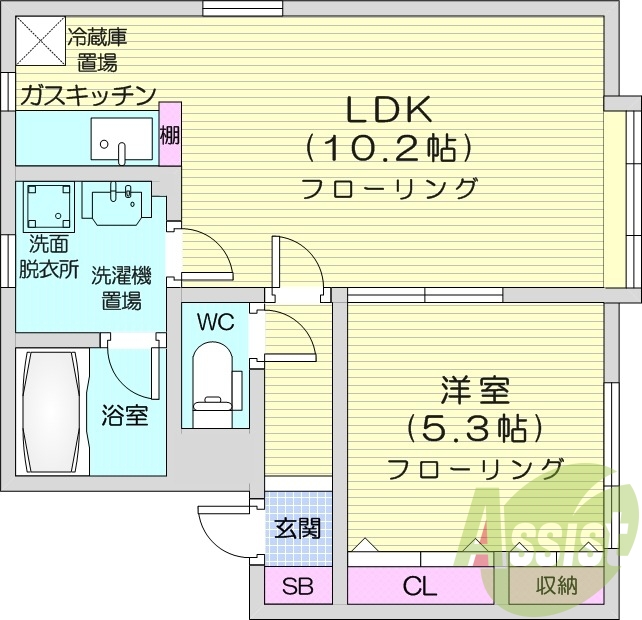 1LDK、トランクルーム、ネット無料、