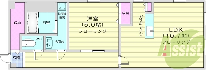 1LDK、灯油暖房、TVモニターホン、宅配ボックス