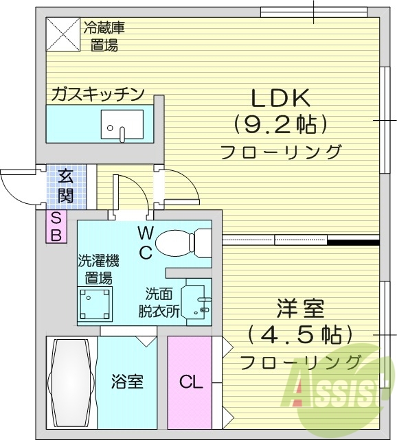1LDK、エアコン、灯油暖房、トランクルーム