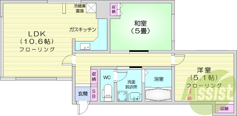 2LDK、エアコン、灯油暖房、ネット無料