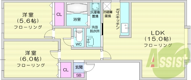 2LDK、灯油ボイラー、トランクルーム、一坪バス