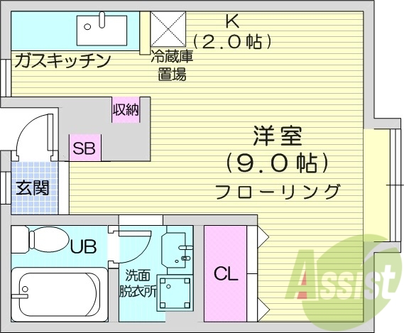 1K、エアコン、灯油暖房、ネット無料、独立洗面台