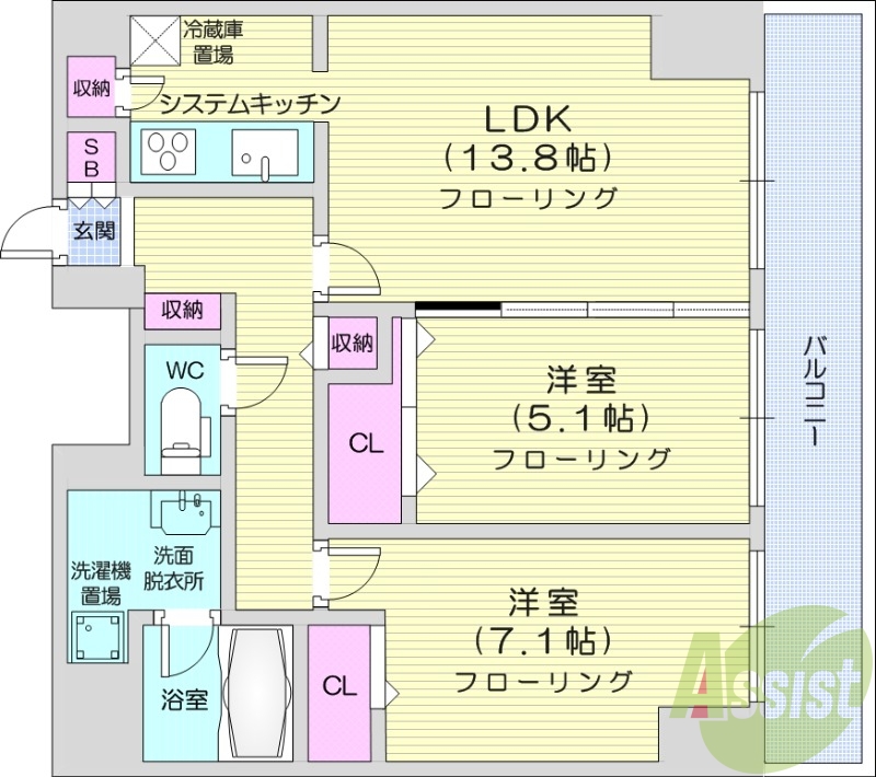 2LDK、オートロック、デザイナーズ、オール電化、IHコンロ