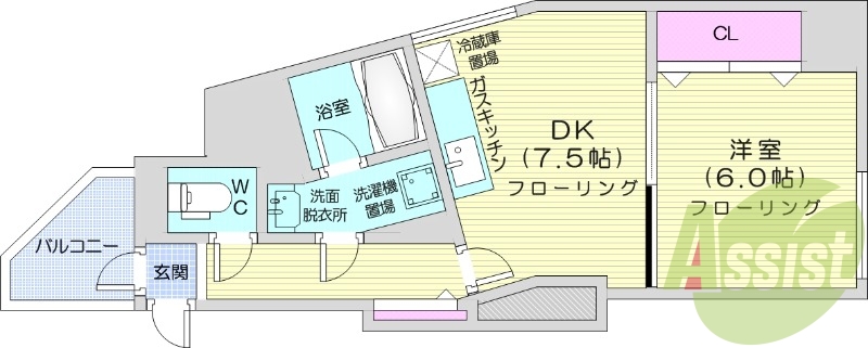 1DK、灯油暖房、クローゼット、シューズボックス