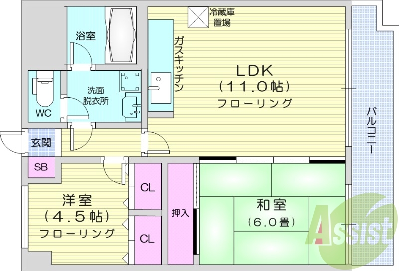 2LDK、分譲、灯油給湯、灯油暖房、シャワートイレ