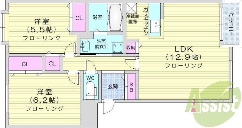 2LDK、独立洗面台、シャワートイレ、灯油暖房