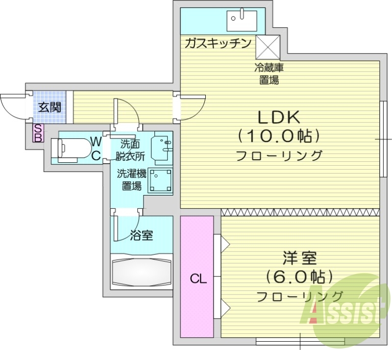 1LDK、独立洗面台、シャワートイレ、灯油暖房