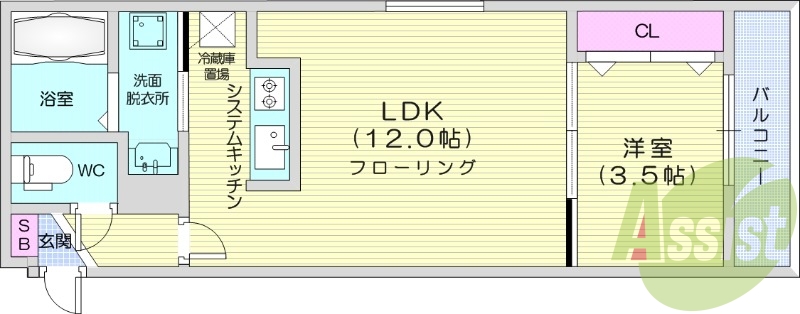 1ＬＤＫ、エアコン、ペット可、システムキッチン