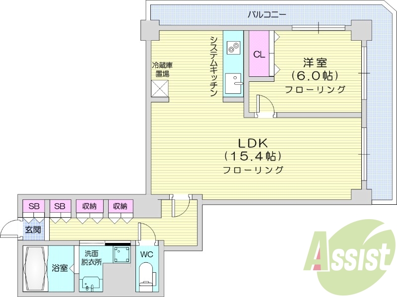 1LDK、オートロック、オール電化、バストイレ別