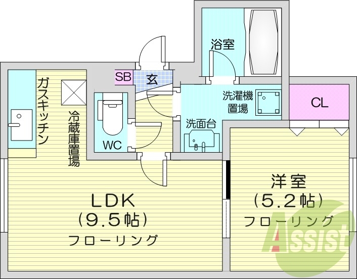 1LDK、エアコン、浴室乾燥機、TV付インターホン