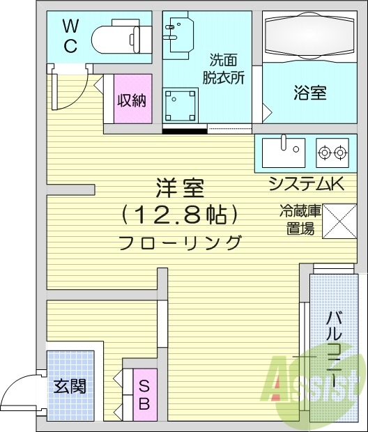 1K、エアコン、ネット無料、浴室乾燥、宅配BOX、バルコニー