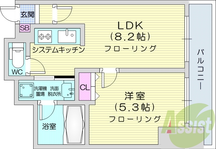 1DK、小型ペット可、エアコン、IHクッキングヒーター