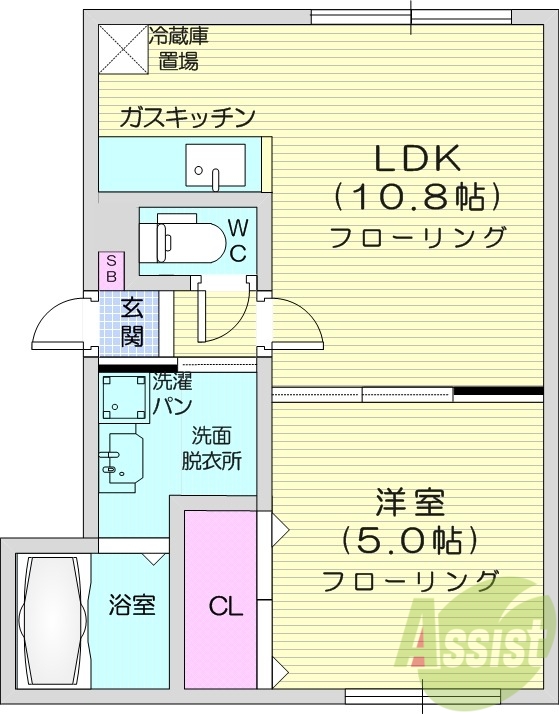 1LDK、灯油暖房、インターネット無料、バストイレ別
