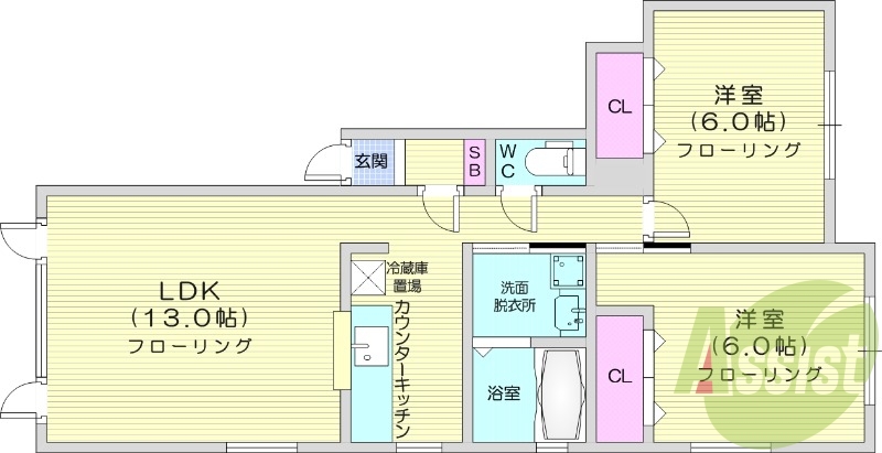 2LDK、灯油ボイラー、エアコン、ネット無料