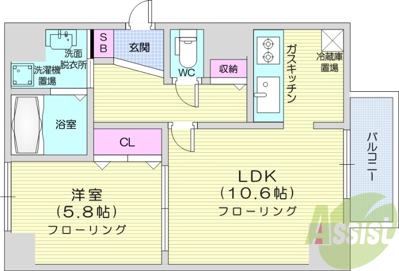 1LDK、収納、バストイレ別、洗面脱衣所、オートロック