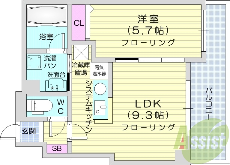 1LDK、クローゼット、バルコニー、エアコン、オール電化