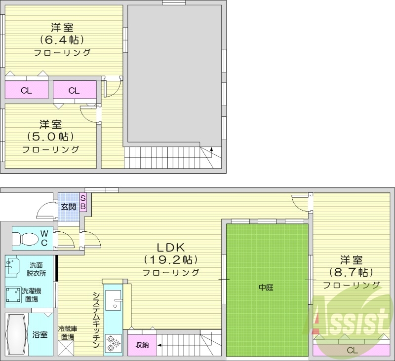 3LDK、無料駐車場、トランクルーム、カメラ付きインターホン