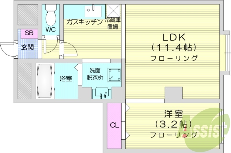 1LDK、エアコン、エレベーター、オートロック