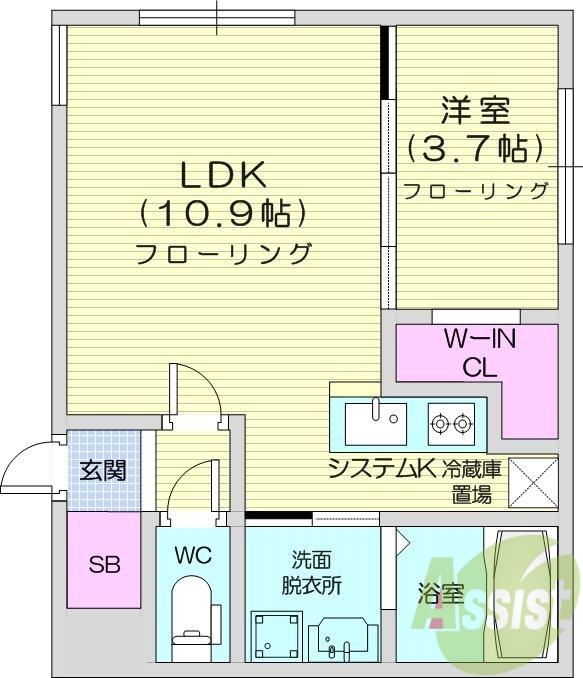 1ＬＤＫ、エアコン、都市ガス、ペット飼育可
