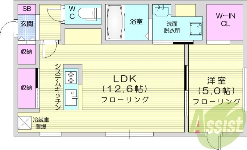 1LDK、エアコン、ペット可、システムキッチン