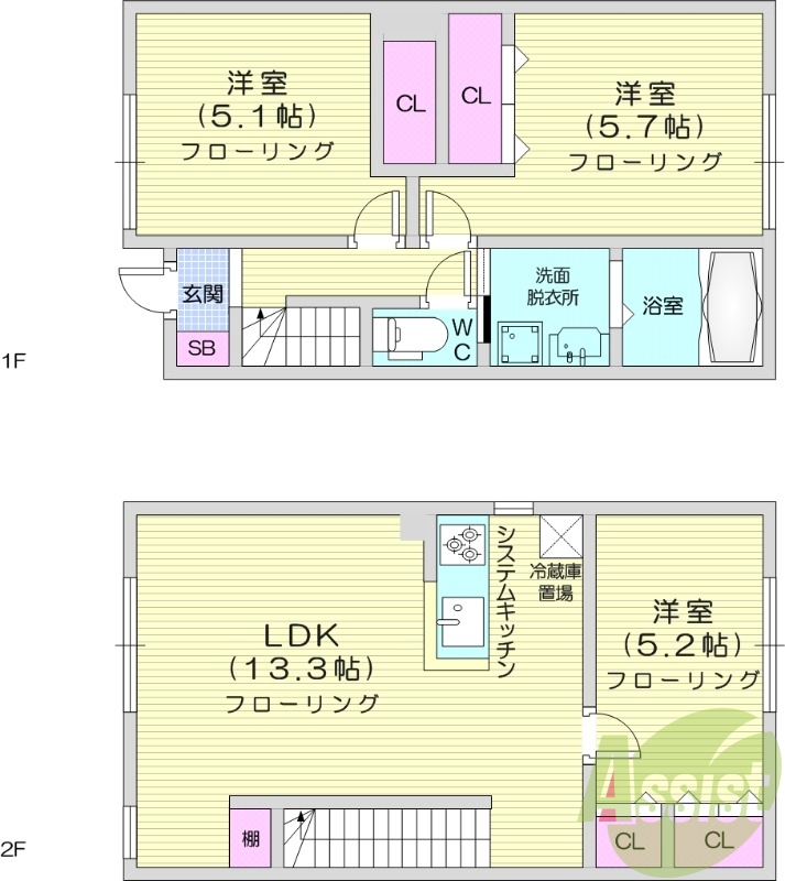 3LDK、トランクルーム、メゾネットタイプ