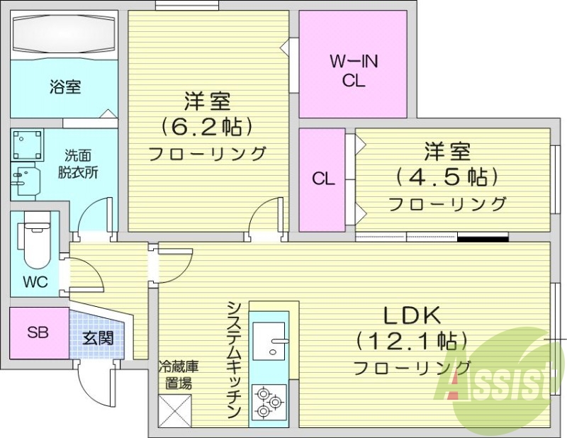2ＬＤＫ、エアコン、ペット可、システムキッチン