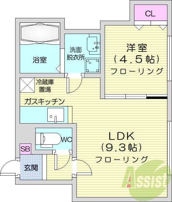 1LDK、灯油暖房、モニター付きインターホン